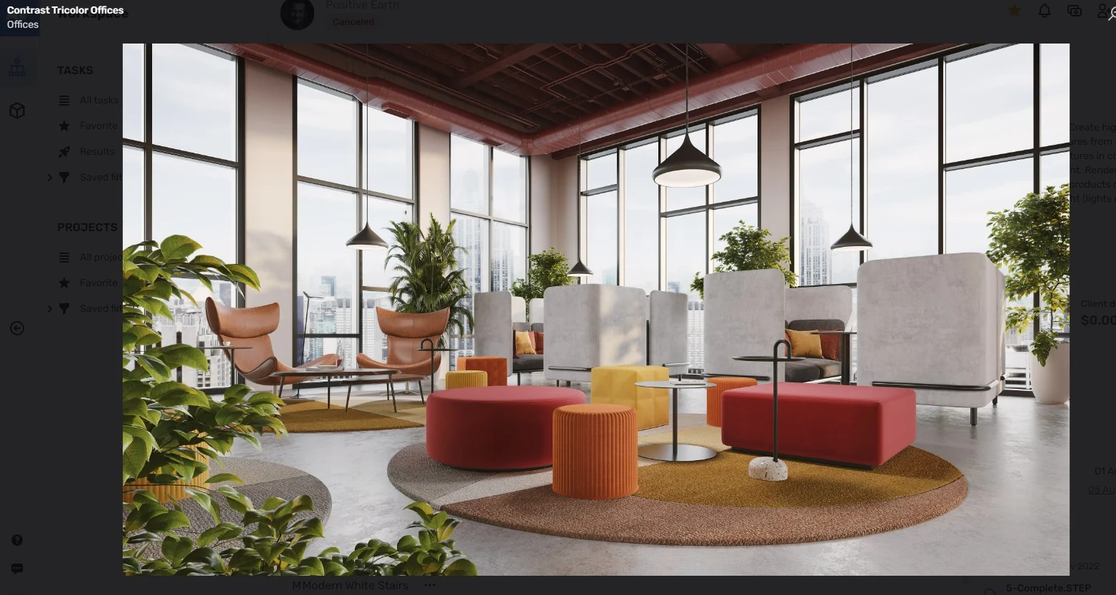 Sculptural feature lighting anchoring a contemporary commercial interior