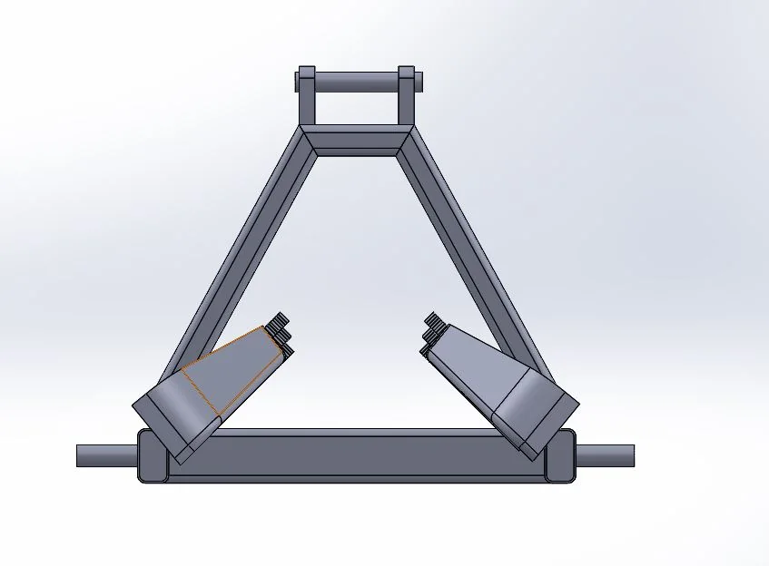 Front CAD view of hydraulic post lifter in open position